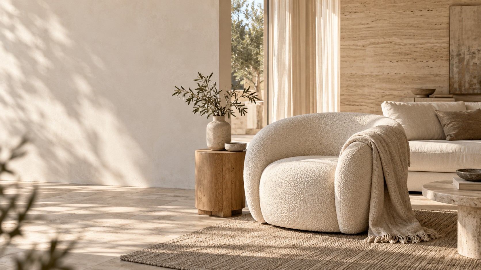 A bright living space with everyday furnishings